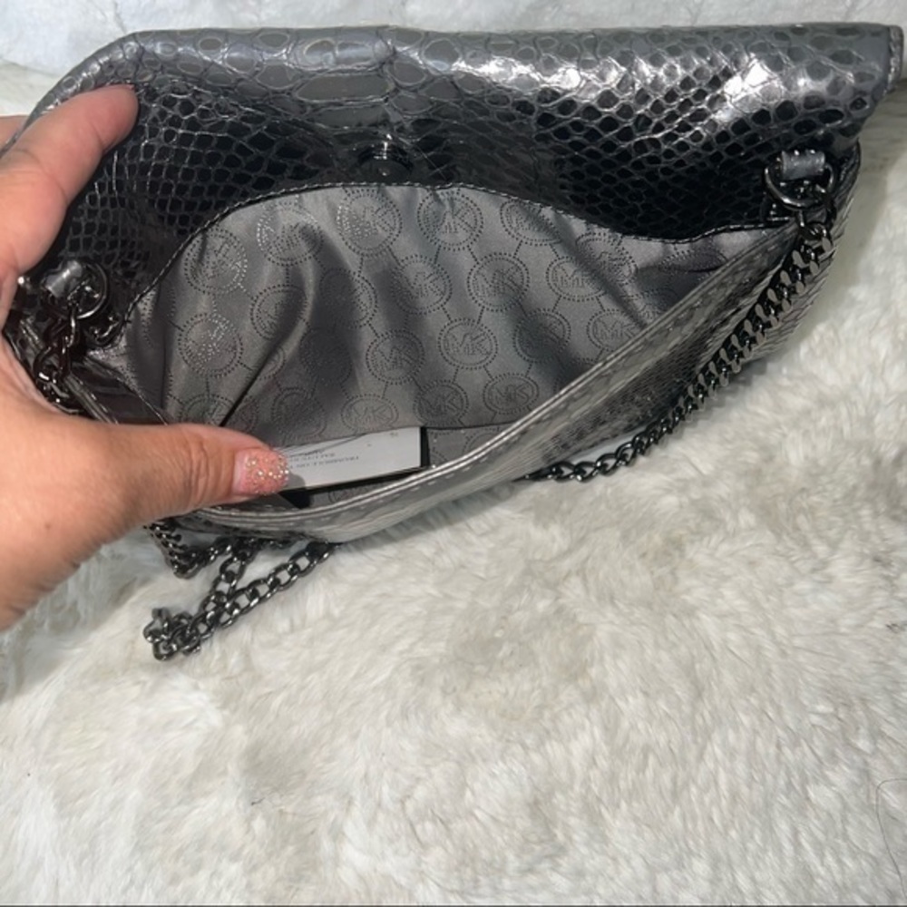 Michael Kors Gray Python Embossed Slim Flap Chain… - image 6
